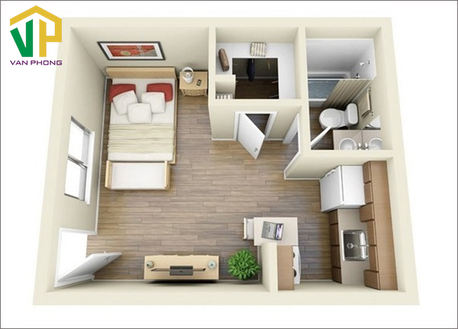 Mẫu nhà trọ 16m2 khép kín, đầy đủ tiện nghi